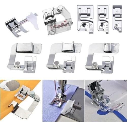 Sewing Machine Feet,3Pcs Rolled Hem Pressure Foot Set (1/2 Inch,3/4 Inch,1 Inch),With 3Pcs Narrow Rolled Hem Presser Feet And Ad