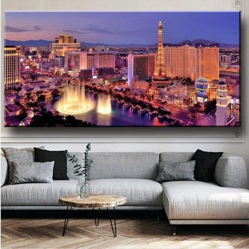 ARMYQZ Diamond Painting Full square Las Vegas City Night Cross-Stitch,Diamond embroidery,3d,pictures of Rhinestone,Landscape