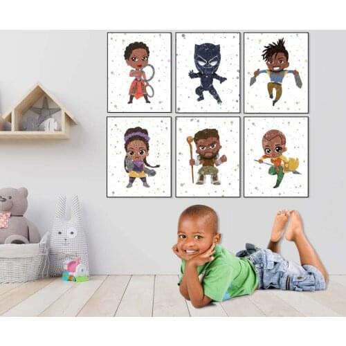 Marvel Avengers Black Panther Heroe Poster African Superheroes Nursery Canvas Painting Print Wall Art Picture Bedroom Home Decor
