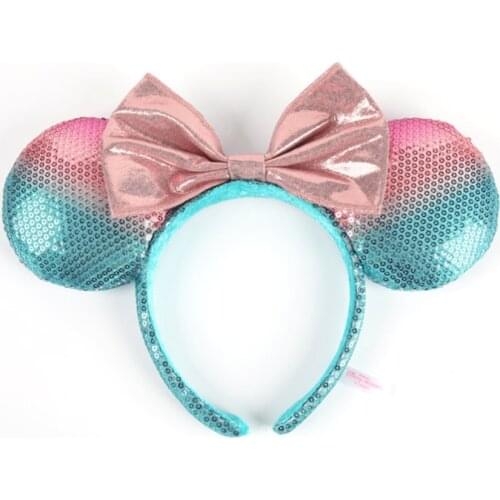 High Quality Disney Minnie Headband Sequin EARS COSTUME Hallowmas Headband Cosplay Plush Gift plush mouse doll girls Hair band
