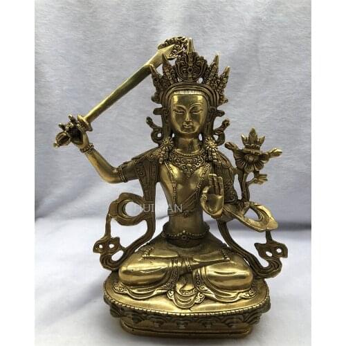 Collect China Fine Workmanship Brass Sculpture Bodhisattva Buddha Metal Crafts Home Decoration#9