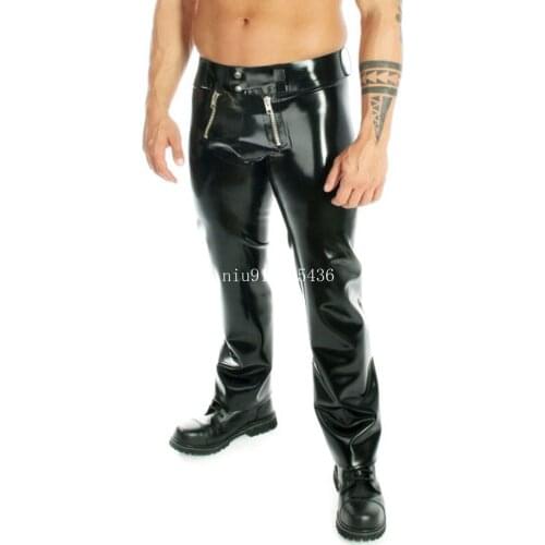 Sexy Latex Man Pants with Front Flat Codpiece Handmade Men Trousers Kakegurui Cosplay Costume