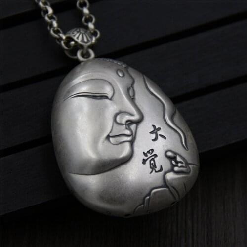 Silver Jewelry S990 Foot Silver Guanyin Big Dream Sweater Chain Pendant Thai Silver Heart By Female Models Pendant
