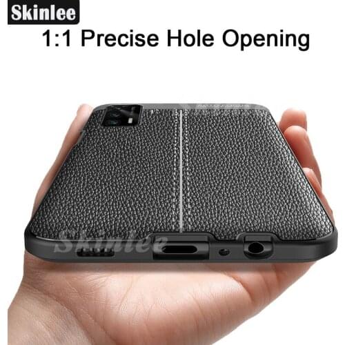 Skinlee Case For Realme GT 5G Silicone Litchi Pattern PU Leather Soft Shockproof Phone Cover For Realme GT Case