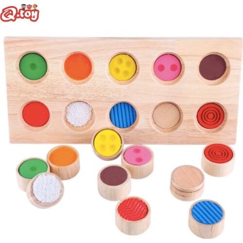 Super good Sensory toy board wooden touching toy Early Learning Educational Toys Touch Feeling Train Tools Montessori match game