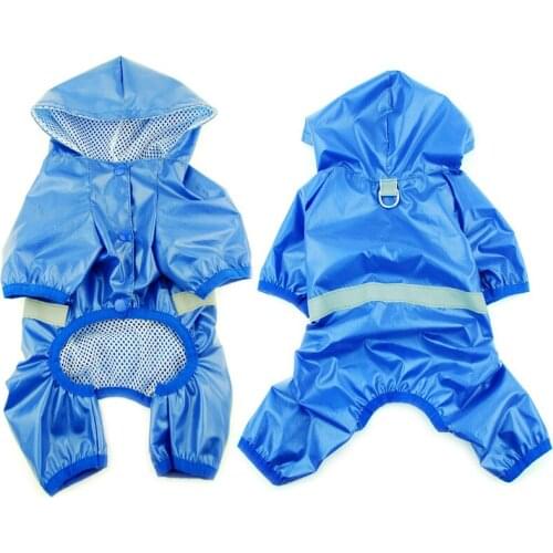 Surper Thin Summer Waterproof Pet Dog Raincoat Jumpsuit Reflective Rain Coat Breathable Mesh Dog Outdoor Clothes for Small Dogs