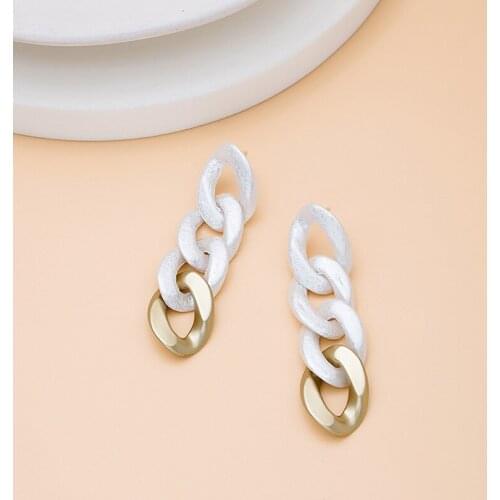 U-Magical Simple Contrasted Arcylic Chunky Chain Dangle Earring for Women Long Tassel Hollow Out Earring Jewelry Accessories