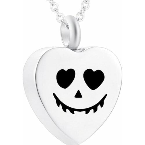 Halloween Party Urn Necklaces Smile Heart Memorial Ash Pendant Stainless Steel Keepsake Cremation Ashes Jewelry Smiley Pumpkin