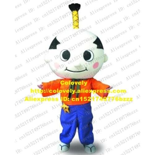 Vivid Japanese Warrior Boy Mascot Costume Mascotte Samurai Lad Child Kid Adult With Long Pigtail Smiling Face No.3920 Free Ship