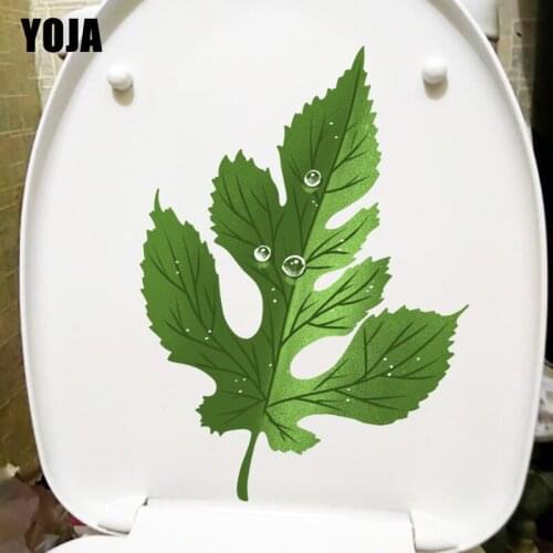 YOJA 14.7X20.8CM Waterdrop Leaves Creative Bathroom Toilet Decor Cartoon Home Wall Sticke T1-1721
