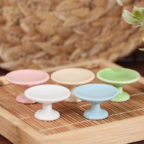 1 PC 1:12 Dollhouse Miniature Pot Mini Milk Pan Ceramics Pot ＆ Dessert Pan Cake Stand Fruit Tray Dollhouse Kitchen Decor New