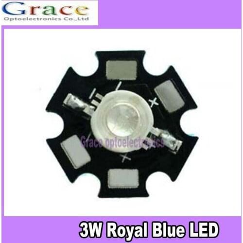 100PCS 3W Royal Blue High Power LED Emitter 700mA 450-455NM with 20mm Star PCB