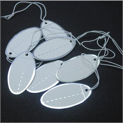 1000pcs paper tags price labels with silver side size 35x18mm oval shape jewelry packing or display for items sellings free ship