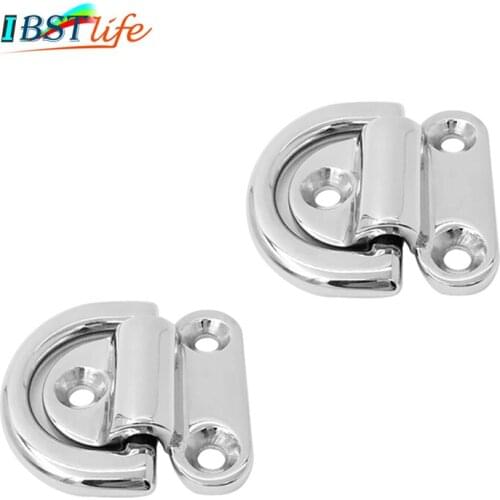 2PCS 7mm Mirror Polish Marine Grade 316 Stainless Steel Boat Lashing D Ring Tie Down Cleat for Yacht Motorboat