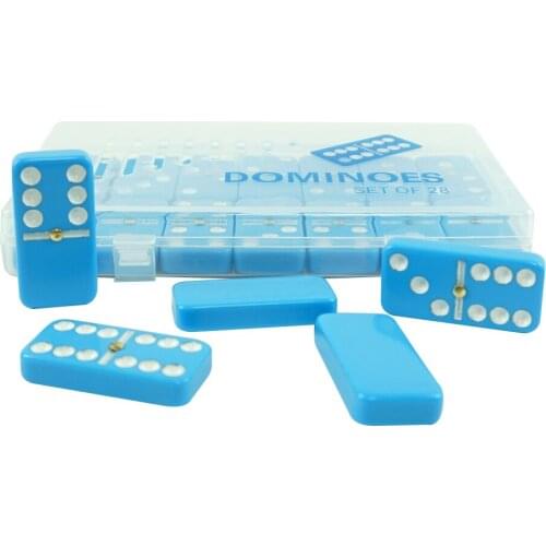 2021 28PCS/SET Blue Dominos With White Dots Paint from Factory Travel Table Game Toys