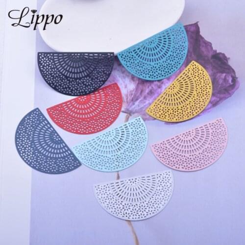 30pcs AB3173 30*53mm Hollow Half Round Charms Connector Jewelry Earring Pendant