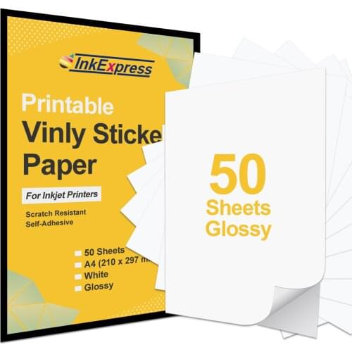 50 Sheets A4 210*297mm Glossy Vinyl Sticker Paper for All Inkjet Printer Strong Adhesive Label Paper Sticky on Laptop Phone Case