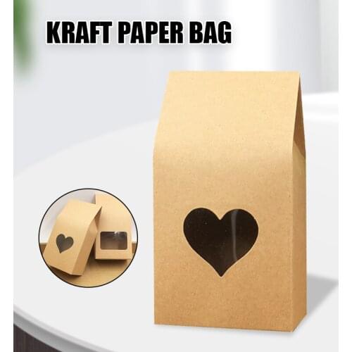 50pcs Paper Handmade Candy Bags Paper Stand Up Window Gift Box for Wedding Gift Jewelry Food Packing ALI88