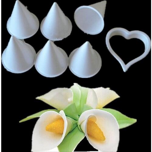 7PCS/Lot Plastic Flower Petal Calla Lily Former Set Kitchen Stencil Fondant Sugarcrafte Calla Lily Petal Flower Cake Cutter Set