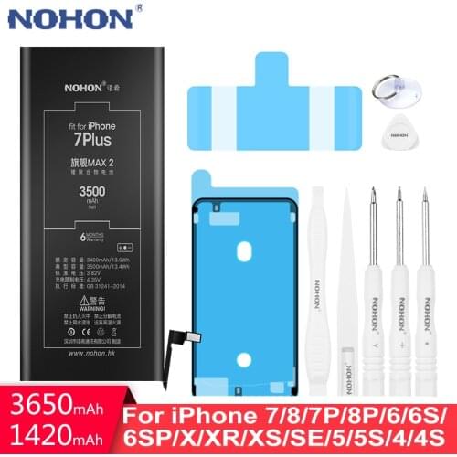 NOHON Battery For iPhone 7 8 6 6S Plus X XR XS SE 5S 5 4S 4 Replacement Original Bateria For iPhone7 Plus iPhone 8 High Capacity