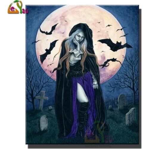 DIY Diamond Fantasy Vampire Fairy and Gothic Art Moon Embroidery Diamond Painting Portrait Collection Abstract Diamond Painting