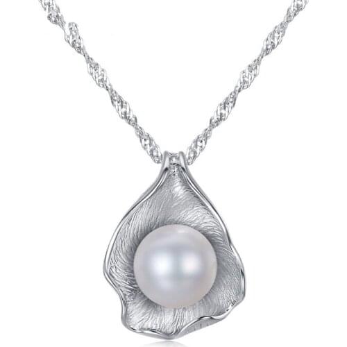 White Natural Freshwater Pearl Necklace For Women 8-9mm Necklace Beads Jewelry 45cm Length 925 Silver Necklace Fashion Jewelry