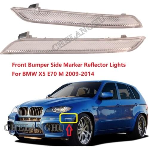 Pair White Front Bumper Side Marker Reflector Light For BMW X5 E70 M 2009 2010 2011 2012 2013 2014