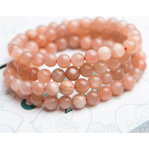6mm Natural Sunstone Bracelet Jewelry For Women Lady Men Gift Crystal Stone Round Beads 3 Laps Necklace Pendant Gemstone AAAAA