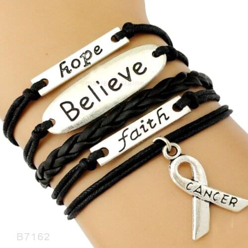 Grey Orange Yellow Blue Red Purple Be Brave Believe Faith Disease Illness Cancer Awareness Hope Ribbon Survivor Bracelets