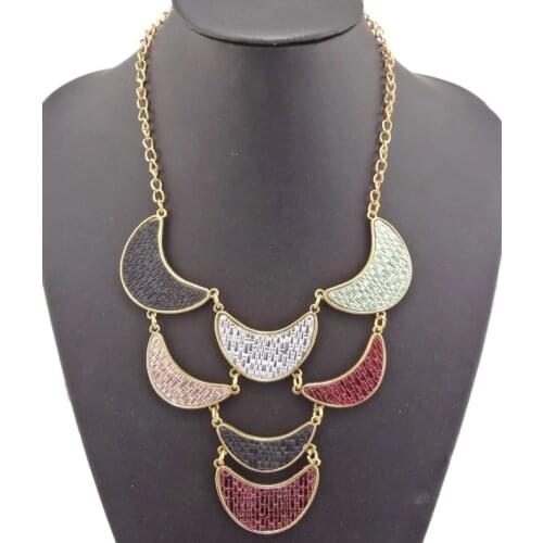 Bronze Alloy Colorful Enamel Collar Necklace Personality Ingot Shape Pendant Necklace Birthday Gift Jewelry Accessories