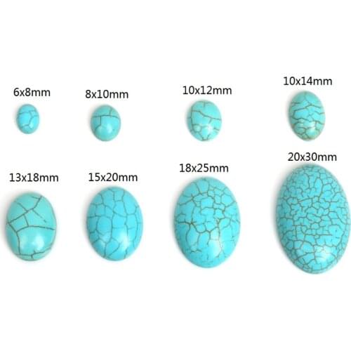 6*8/10*8/10*12/10*14/13*18/15*20/18*25/20*30mm Blue Half Oval Flat Back Cabochons Beads DIY Fittings