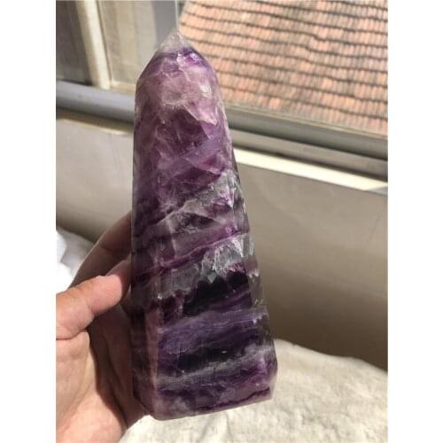 1.29kg Natural purple fluorite Quartz Points Healing gemstone Wands tower For Decoration