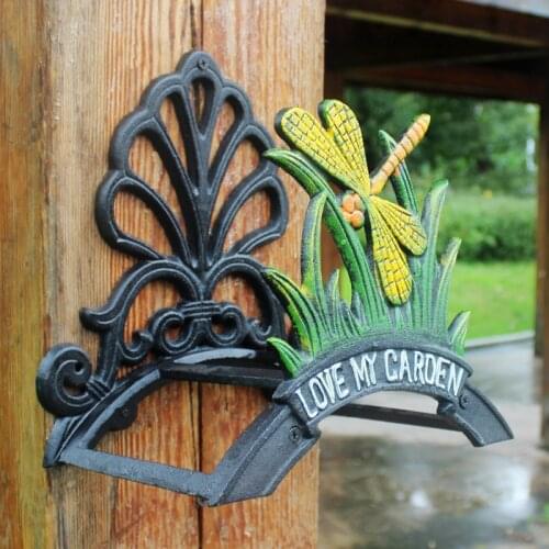Hose Holder Cast Iron Dragonfly Decorative Hose Reel Hanger Antique Garden Hose Holder Wall Mounted Lawn Home Garden Equipment