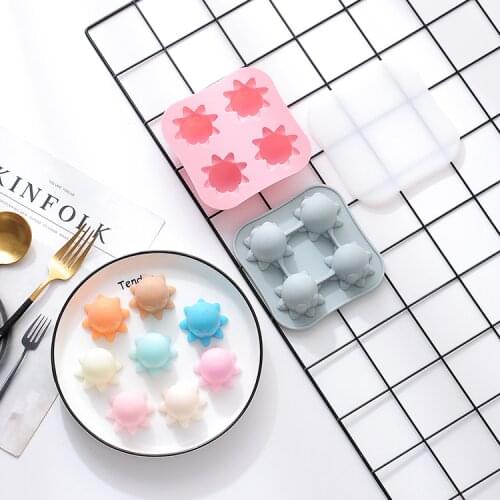 2pcs DIY Octopus Candy Mold Ice Cube Tray 4 Grid Silicone Ice Cube Maker Mold For Ice Cream Party Whiskey Cocktail Cold Drink