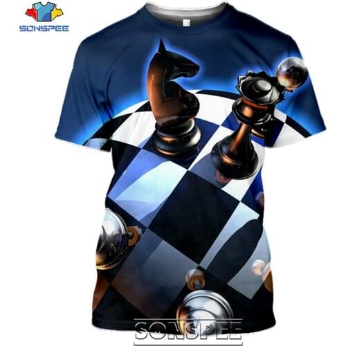 SONSPEE 3D Print Graphic T Shirts Game Chess Board Pawn Mens T Shirt Streetwear Harajuku Cartoon Funny Art Men Clothing