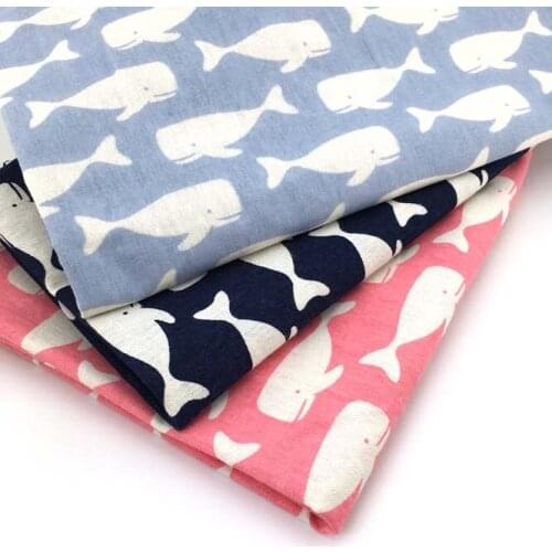 50x150cm Cotton Blue Pink Whale Fabric Cloth DIY Handmade Sewing Patchwork Sofa Pillow Cover Curtain Tablecloth Kids Doll Bag