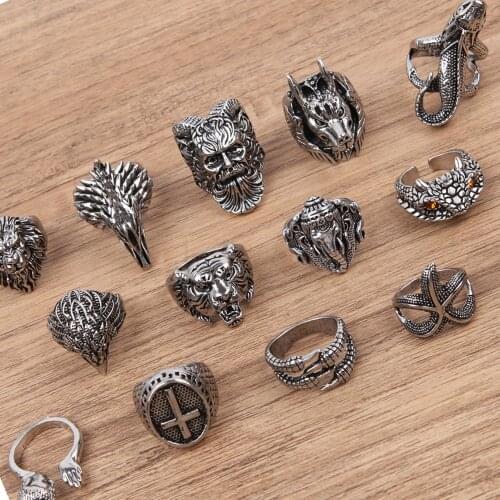Vintage Punk Animal Cross Centaur Anubis Claw Rings For Men Open End Adjustable Size Hip Hop Fashion Jewelry Gifts For Men Boys