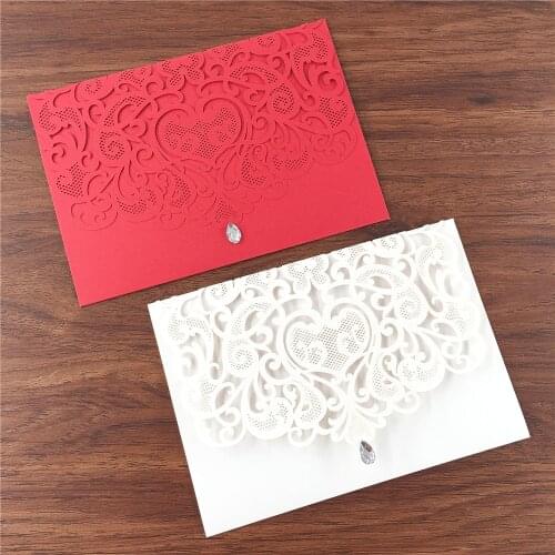 Laser Cut Wedding Invitations Covers Baptism Birthday Party Decor Cards With Rhinestone Elegant Luxury Wedding Invitation Card