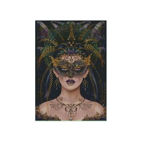 Mask Beauty Portrait Arts Needlework Embroidery DIY Cross Stitch Kits Crafts 14CT Unprinted Home Decor Handmade