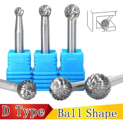 Rotary File Carbide Wood File Bit DX 6mm Handle Round Ball Rasp Wood Carving Grinding Burr Tungsten Carbide Routing Cutter Set