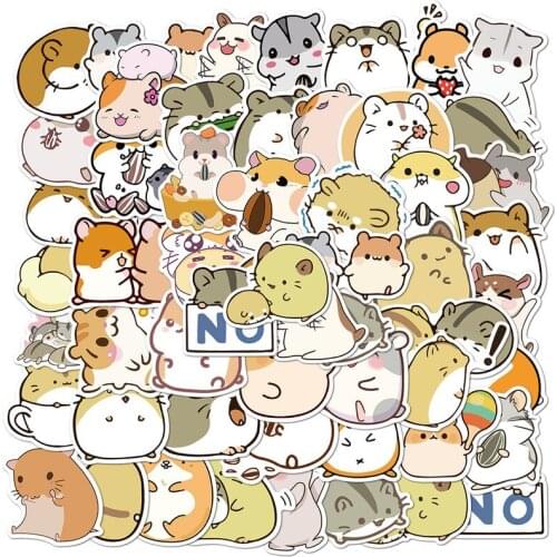 10/50PCS Cute Cartoon Animal Little Hamster Stickers Pack for Scrapbook Stationery Laptop Phone Guitar Suitcase Girl Sticker