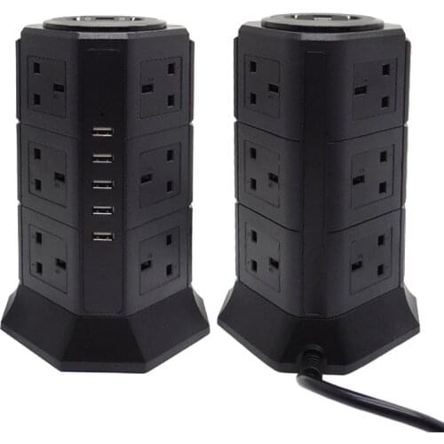 Tower Type Overload Protection Desktop Extension Socket Power Strip Multiple AC Sockets EU UK AU US Plug Universal Outlet