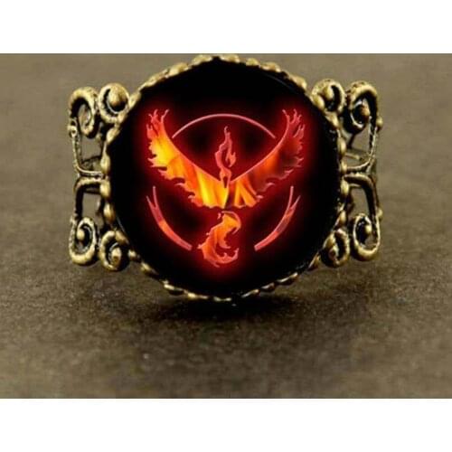 Steampunk 2017 New Cabochon art Ring Jewelry Glass fire bird Ring Women Men Gift