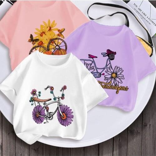 2021 New Cartoon 3 Color Summer Short Sleeve Kids T Shirt For Boy Casual Shirts For Girls Tops Flowers T Shirt Children Clothes