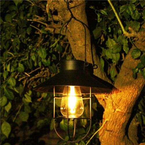 New Retro Solar Lantern Outdoor Hanging Light Vintage Solar Lamp With Warm White Bulb For Garden Yard Patio Xmas Party Decor