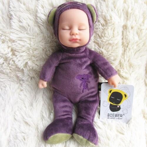 Wholesale Doll vinyl bieber doll baby purple sleeping baby bear BE005