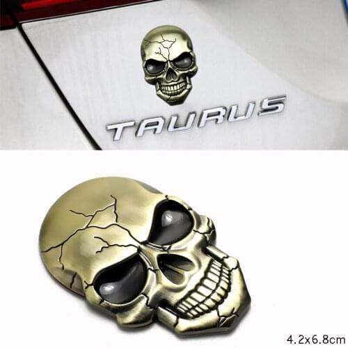 Retro Crack Skull Badge for Ford F150 Dodge Ram Jeep Cherokee Toyota Hyundai Peugeot Abarth Alloy Side Tail Auto Decoration