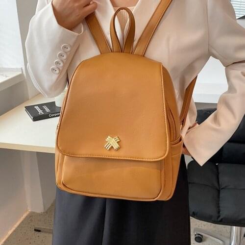 Small Pu Leather Backpacks for Women Vintage Mini Backpack Casual Brand School Bag Teenage Girl Simple Travel Backpack Sac A Dos