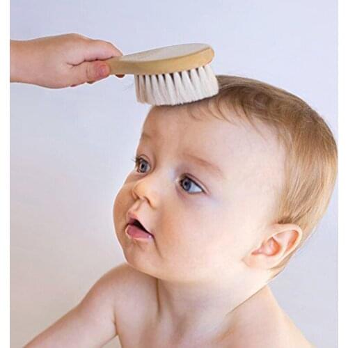 New Pure Natural Wool newborn Wooden Brush kids Hairbrush Infant Comb Head Massager Baby Care Tools NBB0287