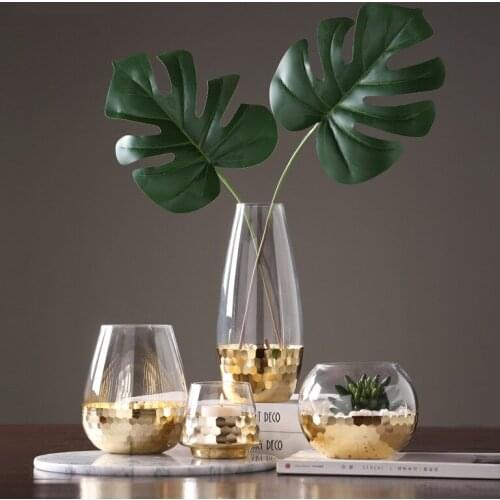 Nordic Creative Gold Foil Art Vase Fairy Garden Decoration Flower Vase Hydroponics Home Decor Accessories Figurine Wedding Craft